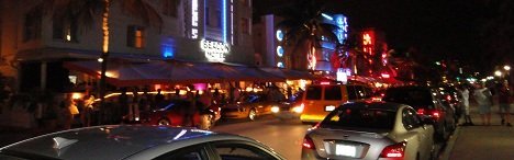 south beach miami ocean drive night time